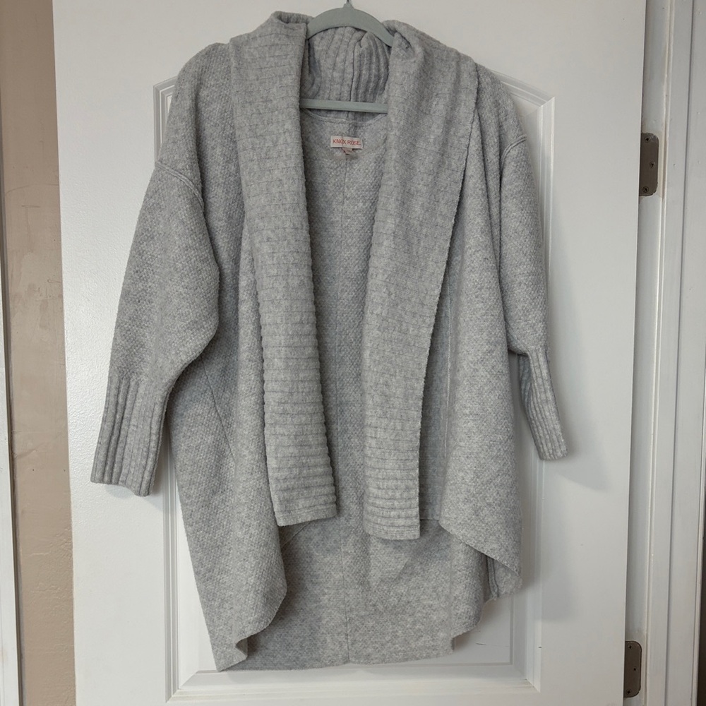 Knox Rose Light Gray Open-Front Women's Cardigan